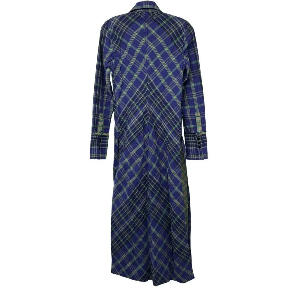 NEW Free People Ruth Long Button Front Shirt Dress Duster Jacket Purple Green - Picture 5 of 15